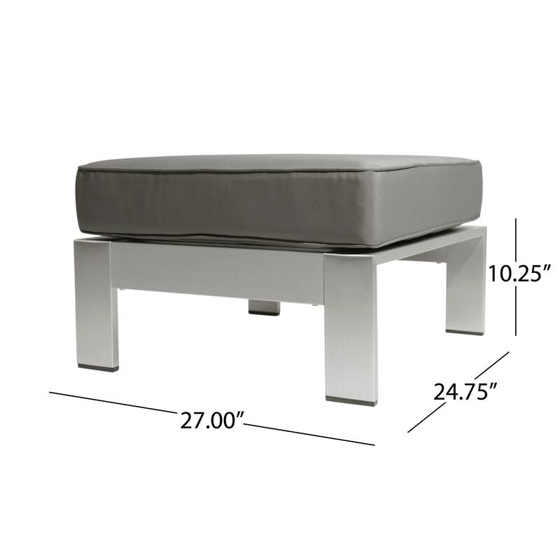Cape Coral Outdoor Modern 7 Seater Aluminum Chat Set with Ottomans by Christopher Knight Home