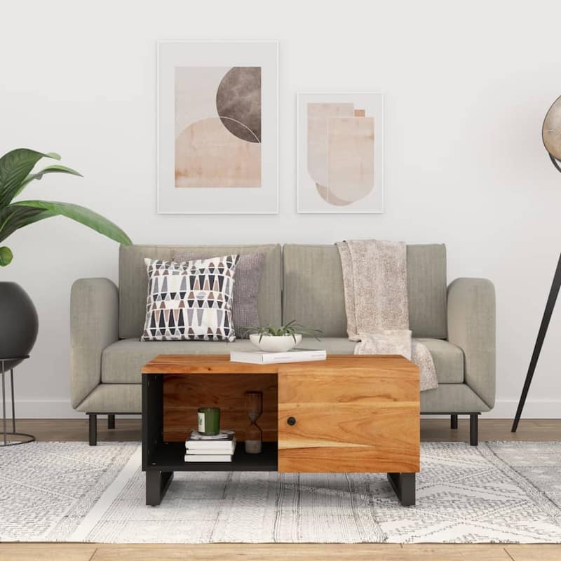 vidaXL Coffee Table 31.5"x19.7"x15.7" Solid Wood Mango&Engineered Wood - Brown - Acacia