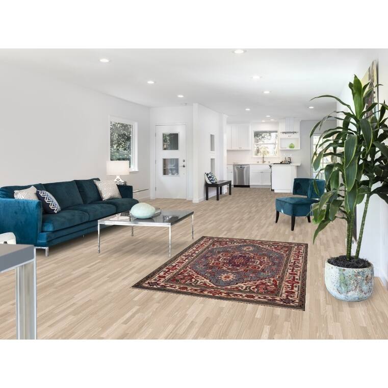 Light Blue Geometric Heriz Serapi Rug Hand-Knotted Wool Carpet - 4'0" X 6'0"