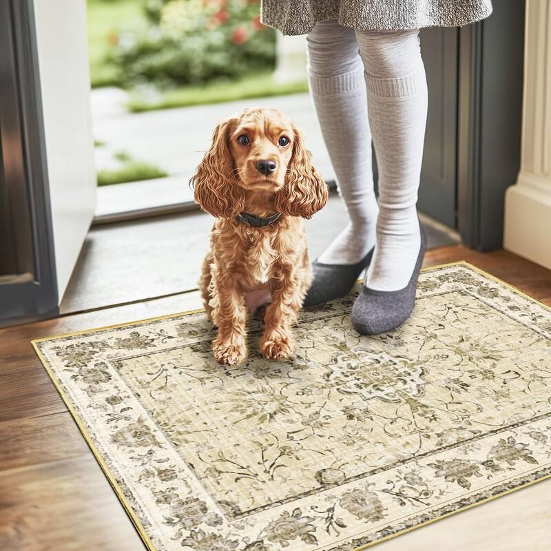 Vintage Boho Area Rugs Machine Washable Non Slip Living Room Rug