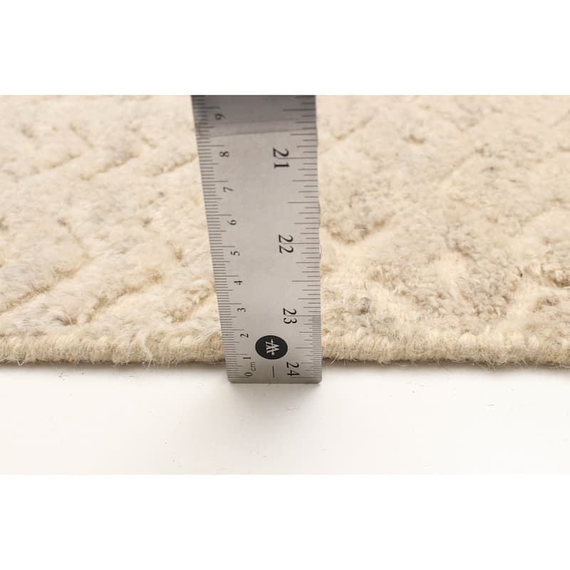 ECARPETGALLERY Hand-knotted Tangier Cream Wool Rug - 3'0 x 4'10