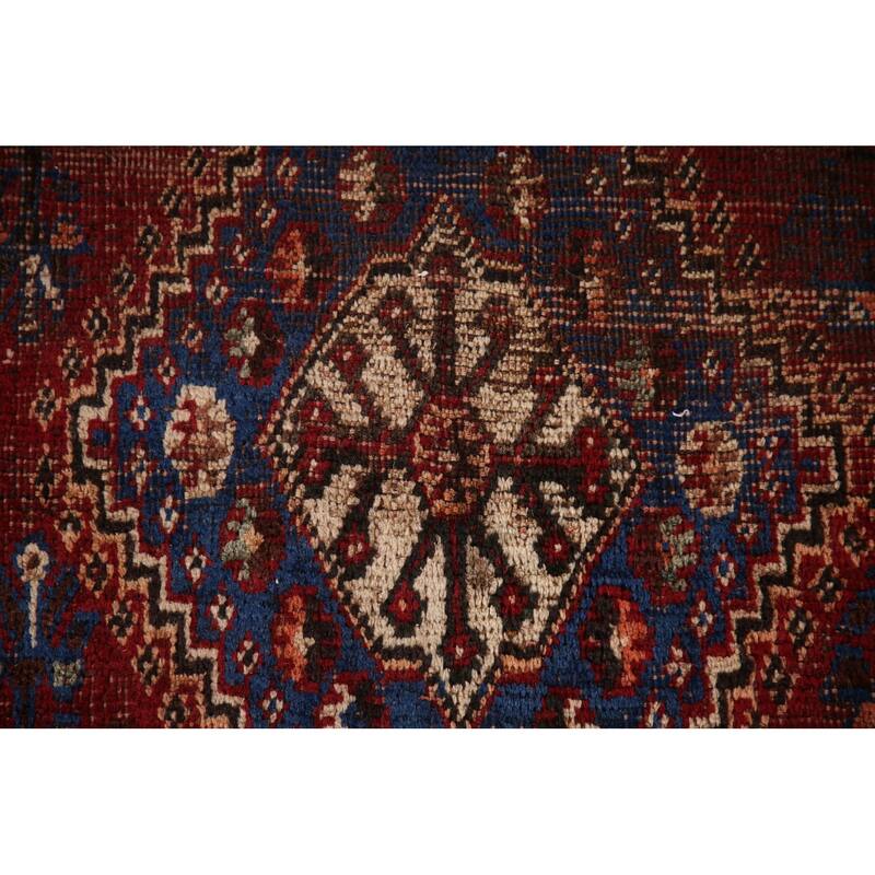Vegetable Dye Shiraz Persian Antique Area Rug Hand-Knotted Wool Carpet - 5'7"x 8'2"