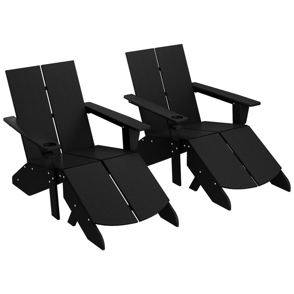 Coastin Modern Poly Adirondack Chair With Ottoman (Set of 2)