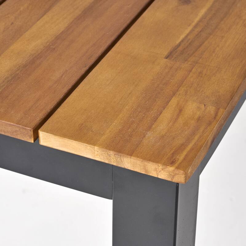 Rectangular Outdoor Dining Table, 71"L Acacia Wood Patio Table, Outdoor Farmhouse Bistro Table for Yard, Garden