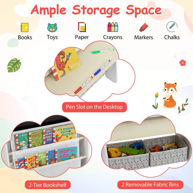 Costway 4-in-1 Kids Table & Chair Set with Magnetic Whiteboard & - See Details
