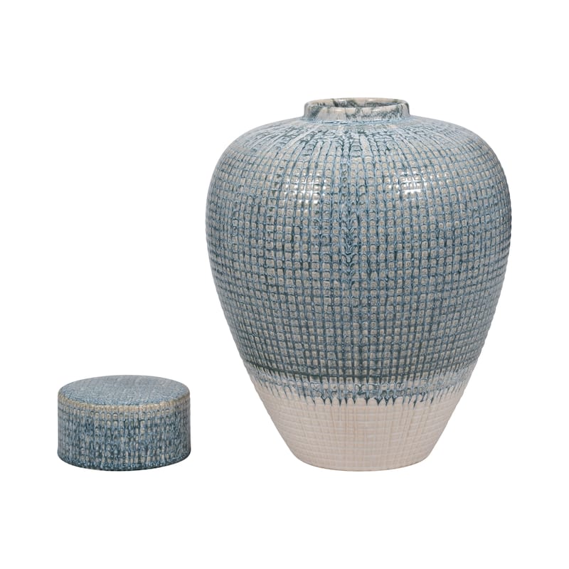 Sagebrook Home Blue Kashion Vase - Stoneware Decor Accent for Modern Living Spaces