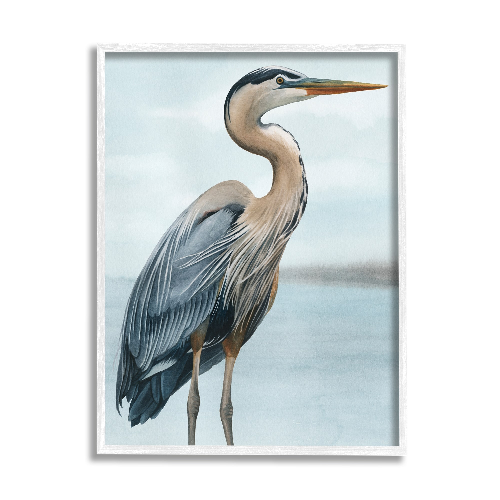 Stupell Coastal Heron Portrait Framed Giclee Art Design by Grace Popp