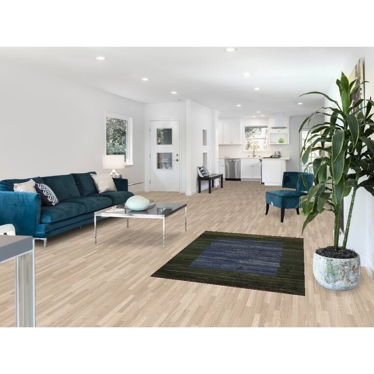 Blue & Green Striped Gabbeh Persian Accent Rug Handmade Wool Carpet - 3'8"x 5'3"