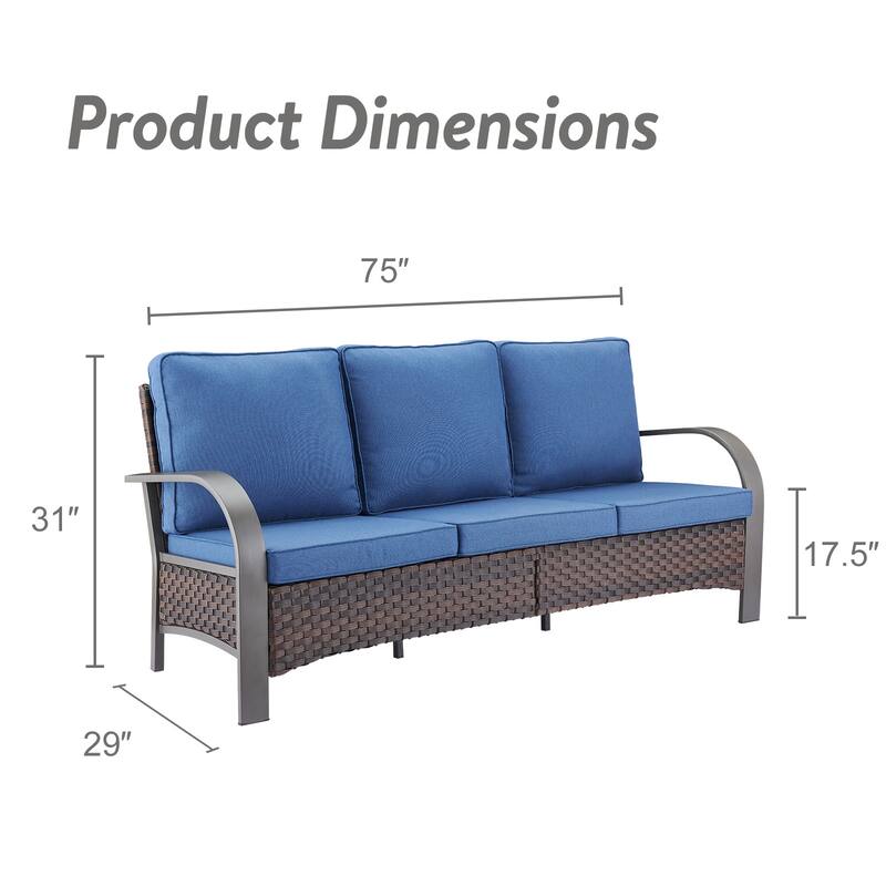 Gymojoy Industrial Style Premium Outdoor 3-Seat Rattan Sofa