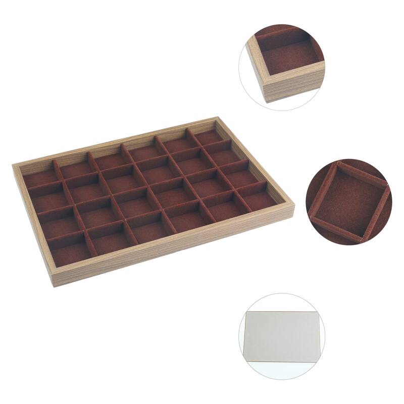 Velvet Jewelry Organizer Trays with Removable Dividers for Drawers, Jewelry Organizer Drawer Inserts Container Display Case - 24 Grid Tray