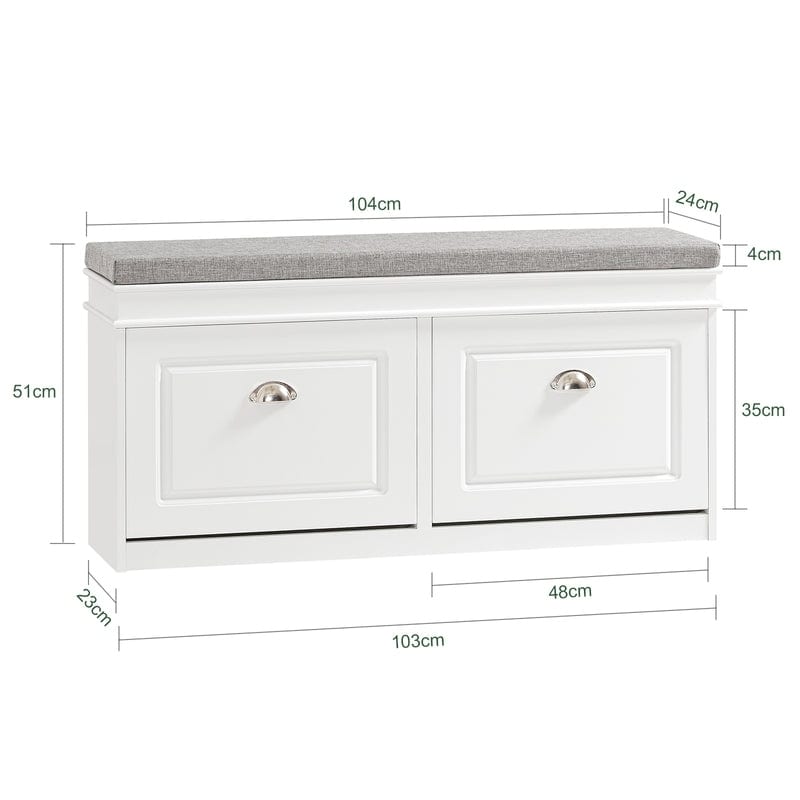 SoBuy FSR64-W, Hallway Shoe Bench Storage Cabinet With Flip-Drawer