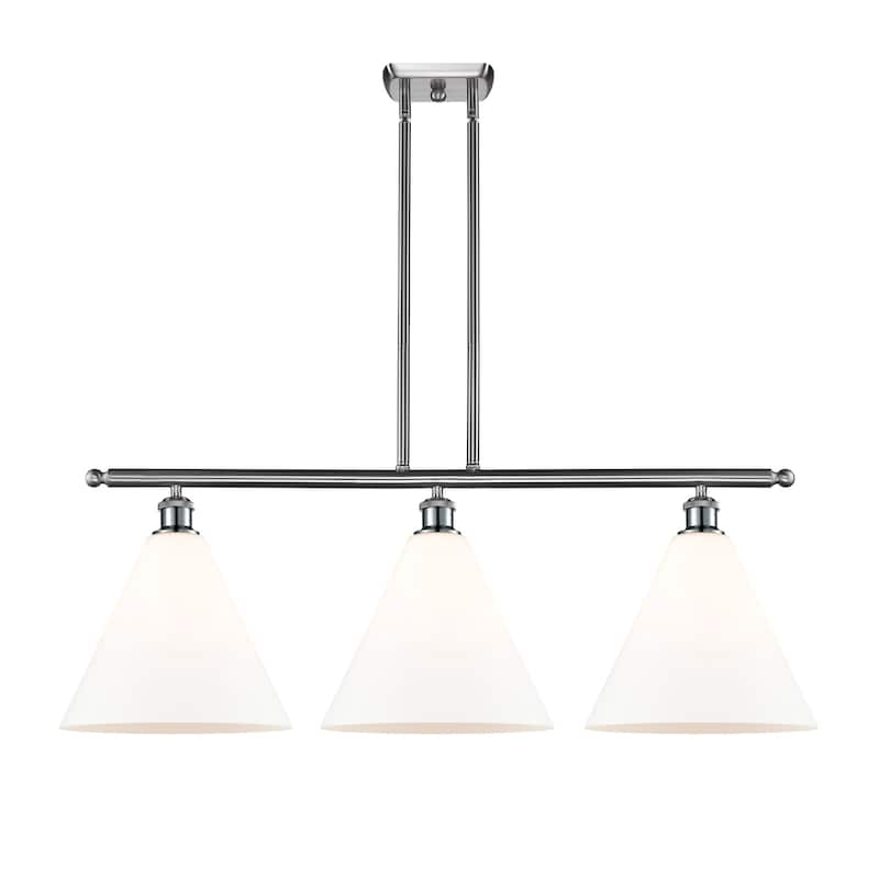 Innovations Lighting 516-3I-14-39 Berkshire Linear Berkshire 3 Light - Brushed Satin Nickel / Matte White