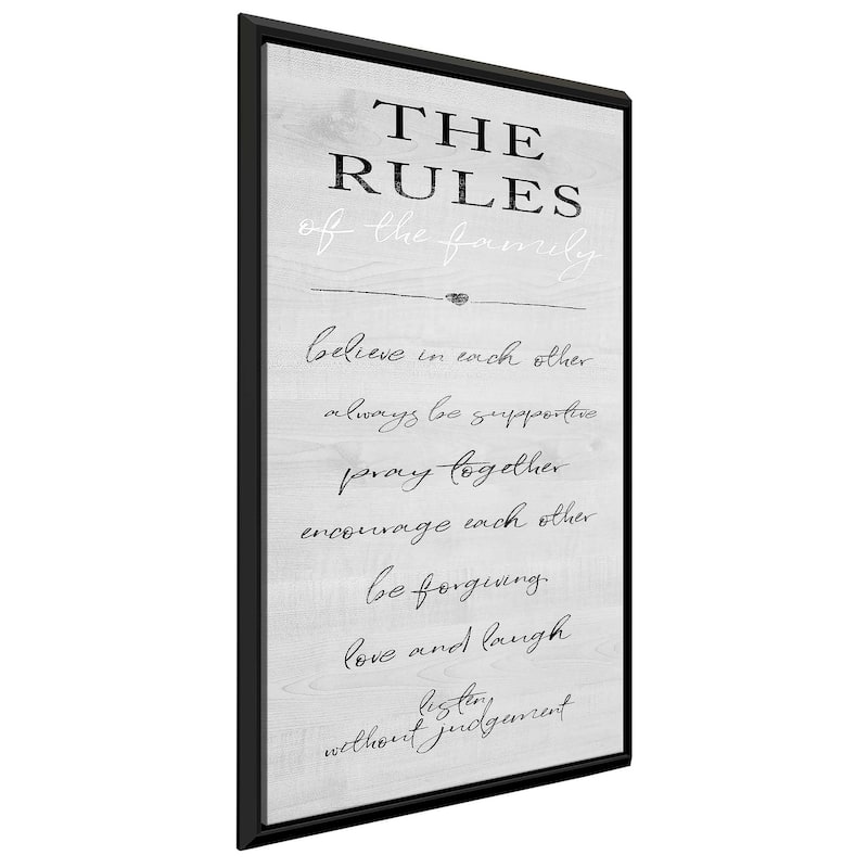 "Family Rules Panel" Print on Floating Canvas