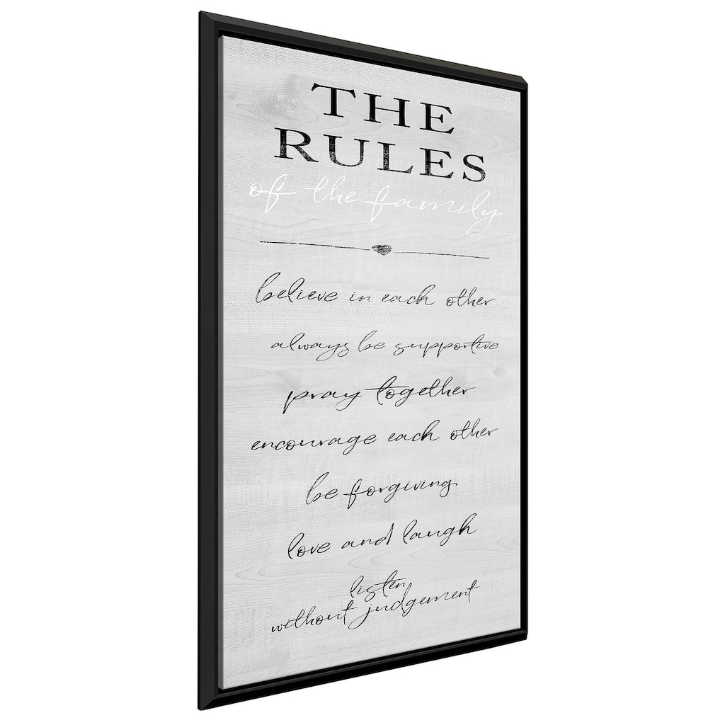 "Family Rules Panel" Print on Floating Canvas
