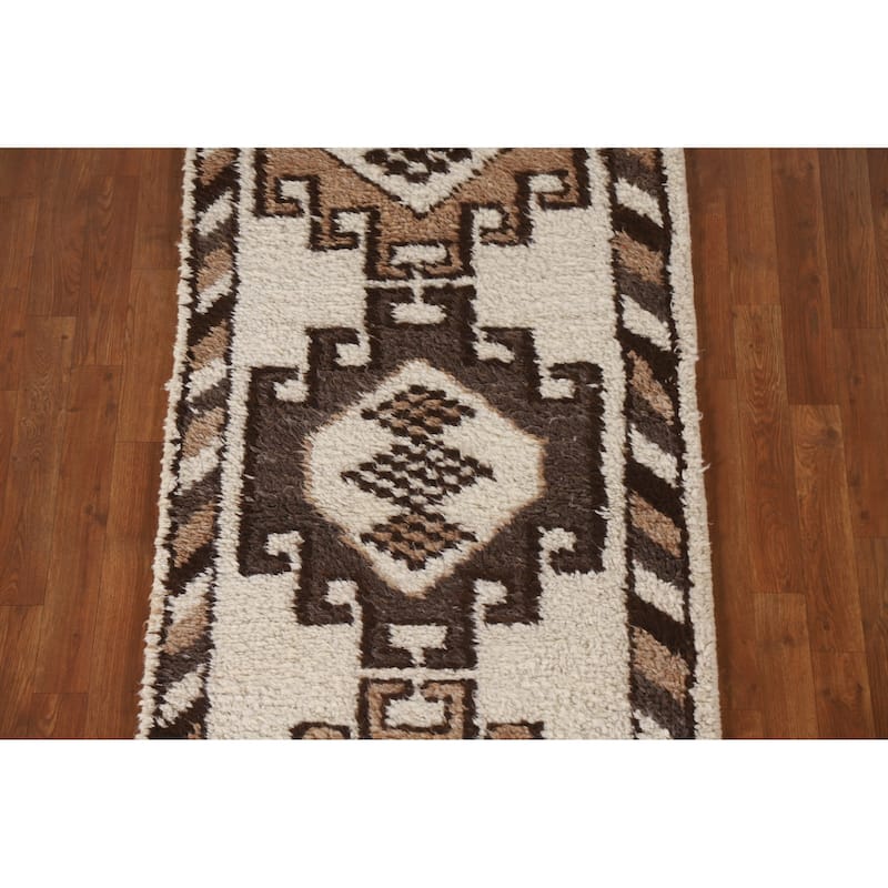 Plush Anatolian Natural Dye Runner Rug Hand-knotted Wool Carpet - 2'11"x 10'11"