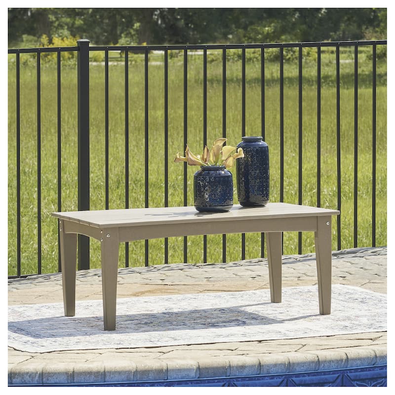 Signature Design by Ashley Hyland wave Outdoor Coffee Table - 44.13" W x 24" D x 18.13" H - Driftwood