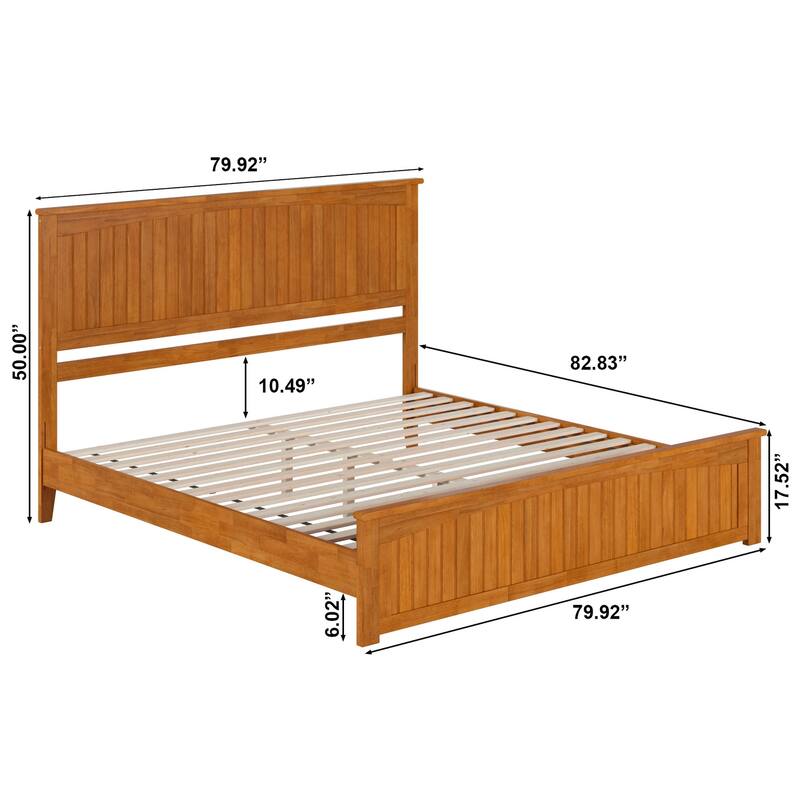 King Size Wood Platform Bed with Footboard - Low Profile Modern Bedroom Furniture