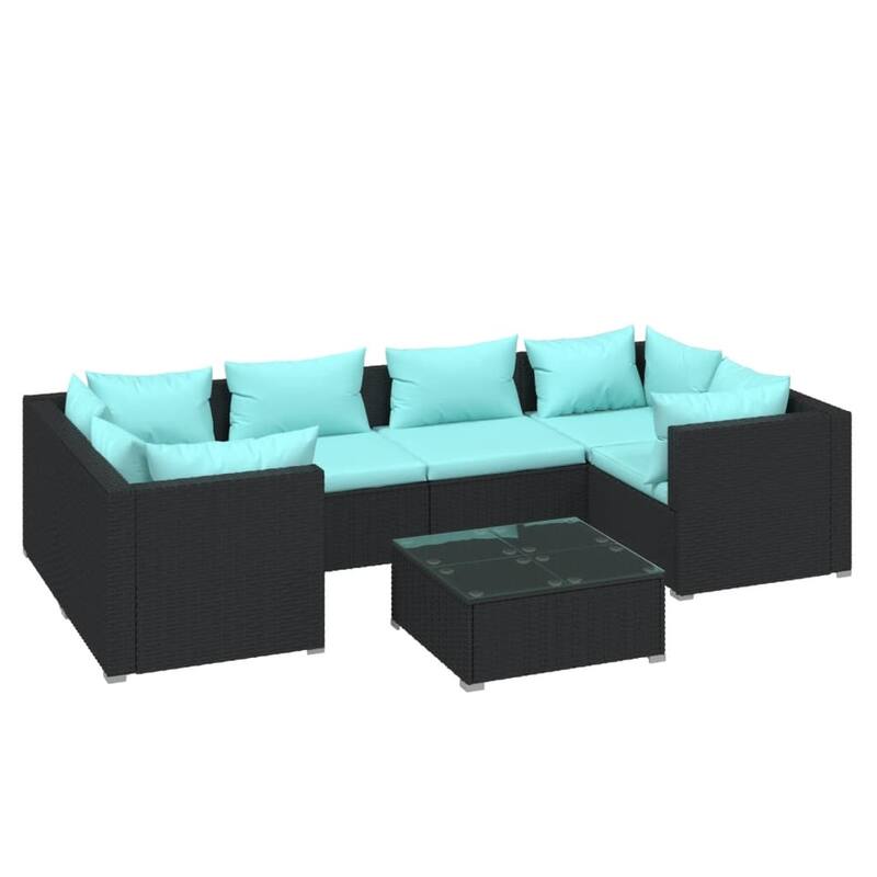 vidaXL Patio Lounge Set Outdoor Sectional Sofa Set Table Garden Poly Rattan - 27.6" x 27.6" x 23.8"