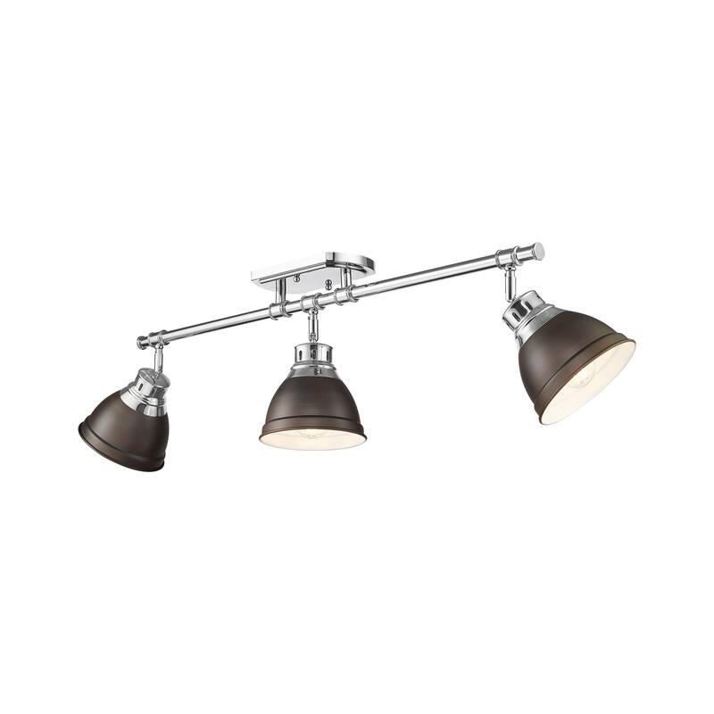 Yep by Golden Lighting Duncan 3-light Semi-Flush Mount in Chrome and Rubbed Bronze shade - 3-Light Semi-flush