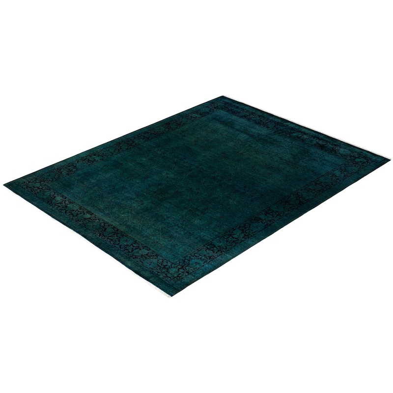 Overdyed, One-of-a-Kind Hand-Knotted Area Rug - Green - 7' 10" x 10' 1"