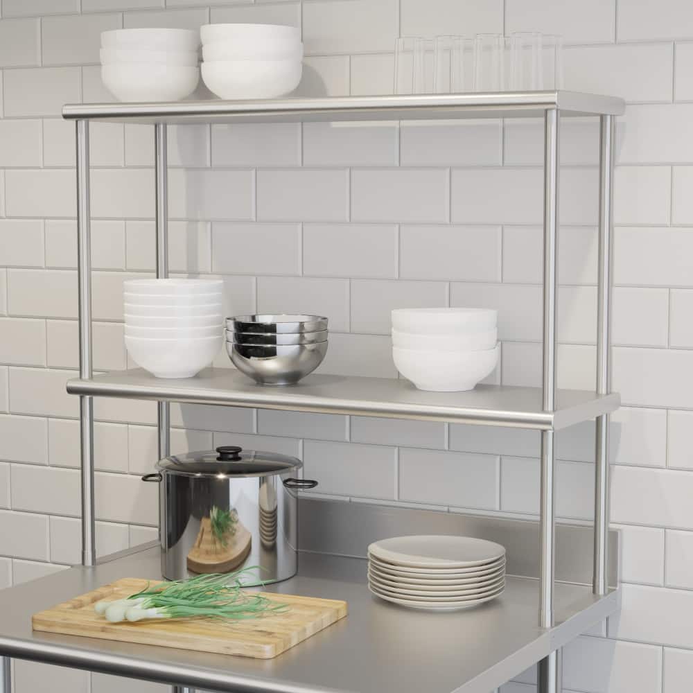 Commercial Grade NSF Certified Stainless Steel Metal Kitchen Double Overshelf