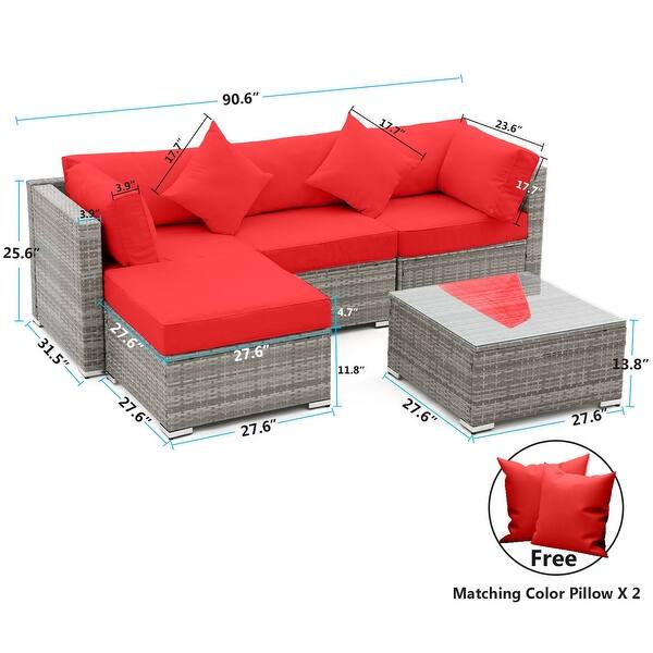 Shop Large Wicker Patio Furniture Conversation Set Rattan Couch With Cushions And Glass Table On Sale Overstock 31269410
