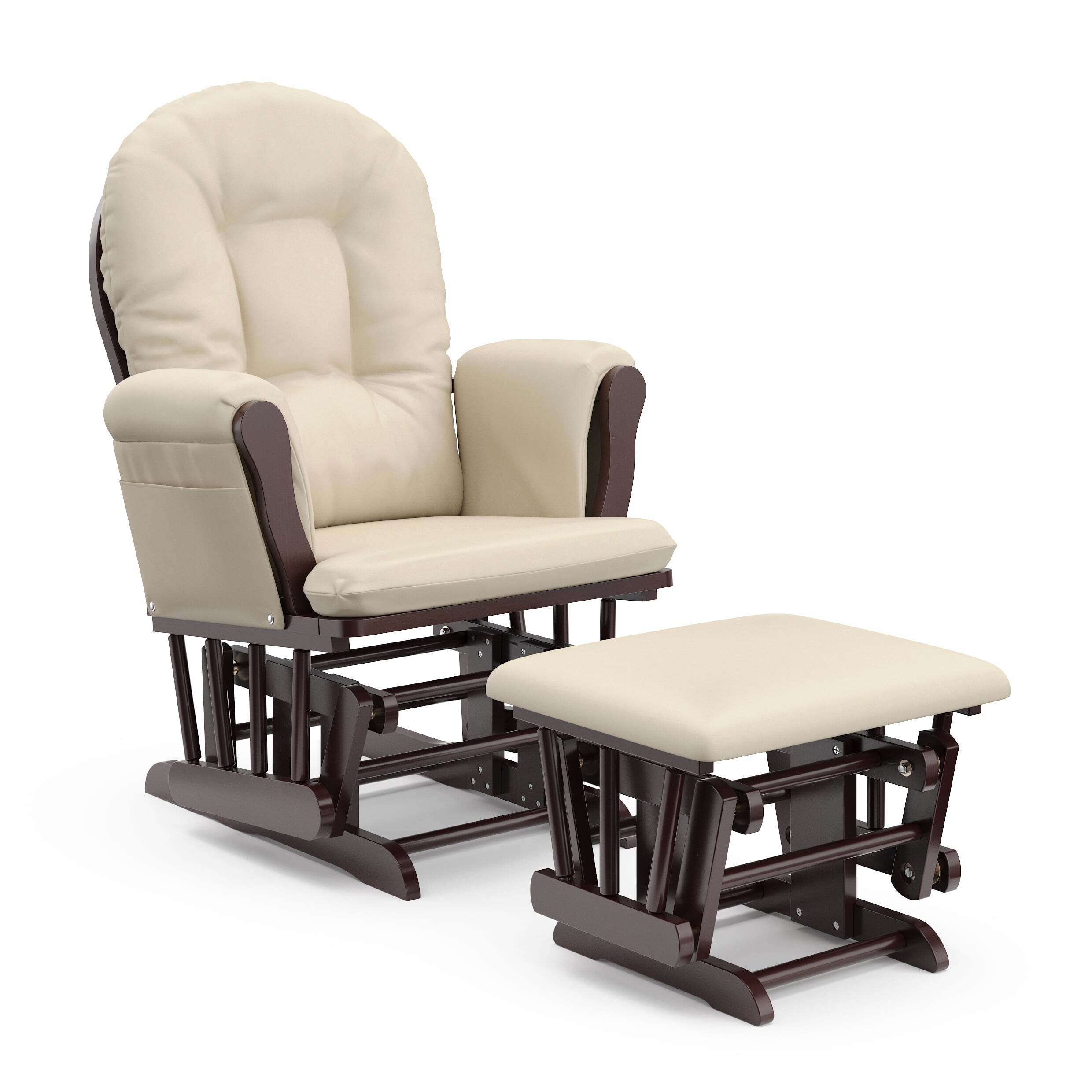 Hoop Glider and Ottoman Natural Finish with Pink Cushions Bed
