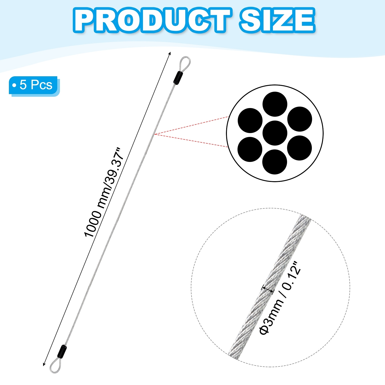 Vinyl Coated Stainless Steel Cable with Loops Flexible Wire Rope Security Chain Lanyard Lock for Outdoor Luggage Lock