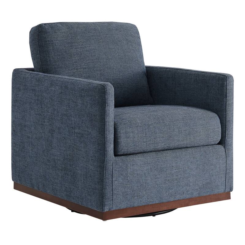 Spruce & Spring Modern Swivel Accent Chair with Wooden Base