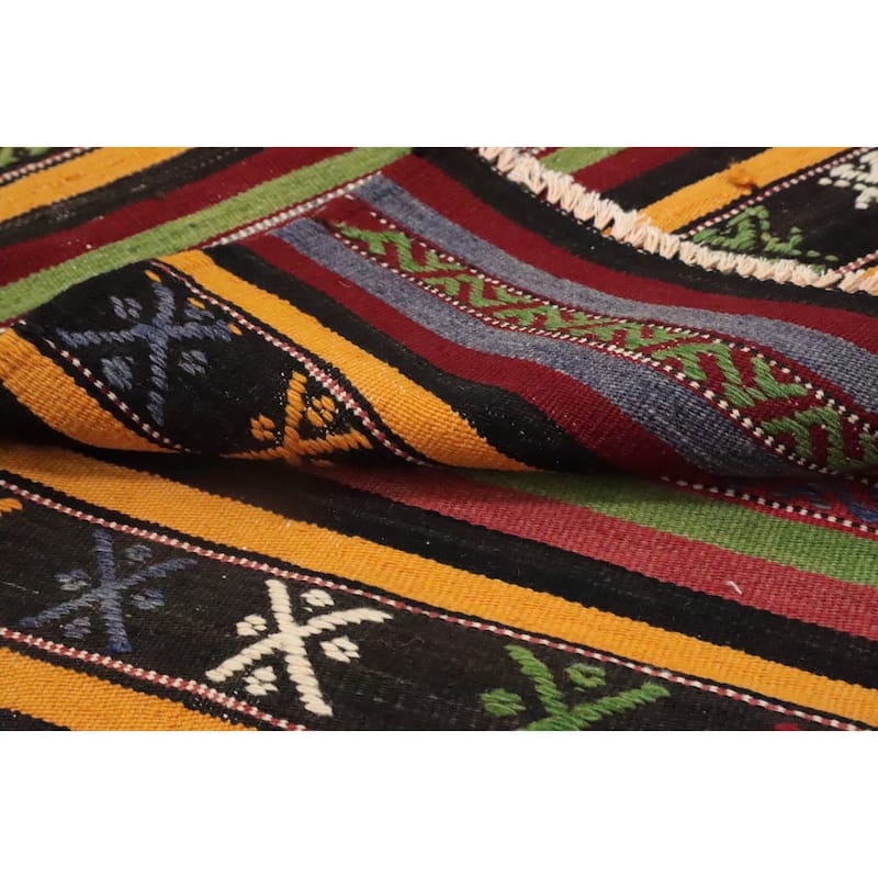 Hand Woven Oriental 100% Wool Carpet Southwestern Tribal Multi-Colored Kilim Area Rug - 9' 4'' X 5' 5''