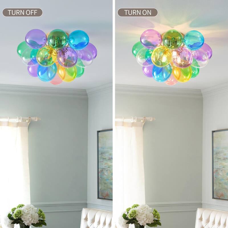 Colorful Glass Bubble Ball Swirled Glass Chandelier - Multicolor