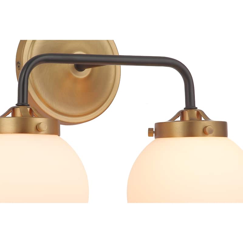 15" Aged Brass and Black Vanity/Sconce Modern 2-Light