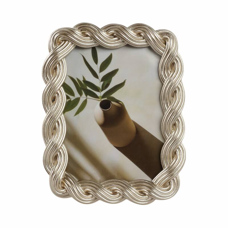 Decorative Resin and Glass Frame Twisted Rope Design - 5"x7", Gold