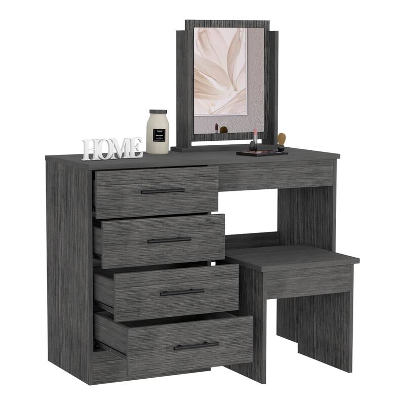 TUHOME Kaia Makeup Dressing Table with Mirror and 4 Drawers
