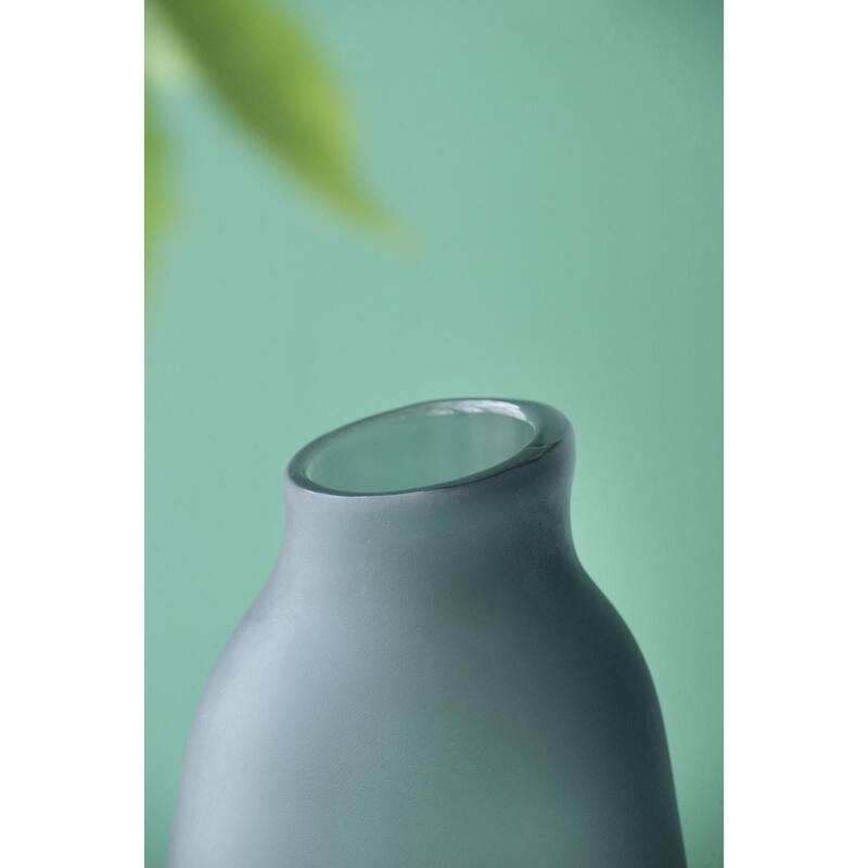 17" Charcoal And Orange Ombre Glass Table Vase - 6.70