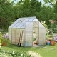 preview thumbnail 1 of 15, Outsunny Aluminum Greenhouse Polycarbonate Walk-in Garden Greenhouse Kit with Adjustable Roof Vent, Rain Gutter and Sliding Door 8.3' W x 6.2' D x 6.5' H