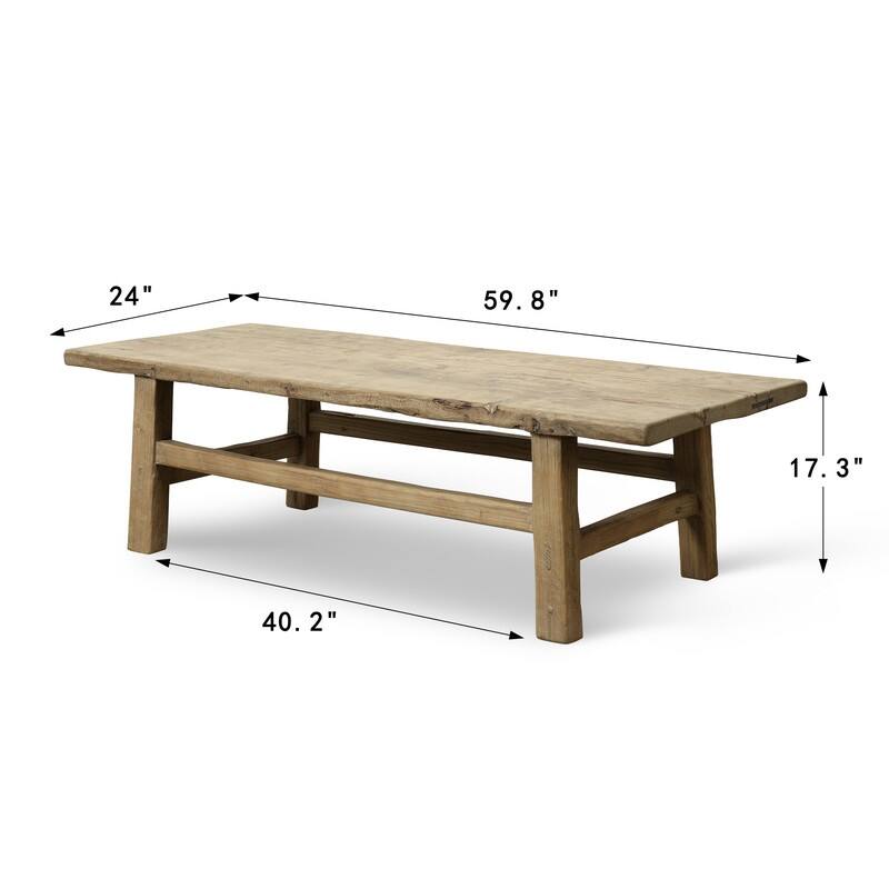 Artissance Vintage Coffee Table Approx 60" Long 24 Inches Wide Weathered Natural Warm Wood Tone (finishing and size vary)