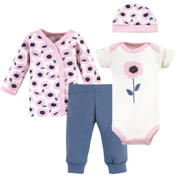 slide 1 of 1, Touched by Nature Baby Girl Organic Cotton Preemie Layette 4pc Set, Blossoms, Preemie - Blossoms Preemie - Blossoms