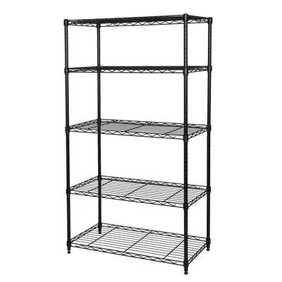 Seville Classics 5-Tier Black Epoxy Steel Wire Shelving, 30" W x 14" D x 60" H