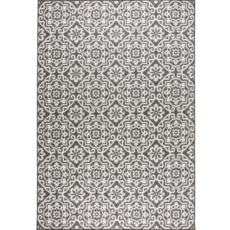 Nicole Miller New York Patio Country Danica Indoor/Outdoor Area Rug - 7'9"x10'2" - Black/Grey