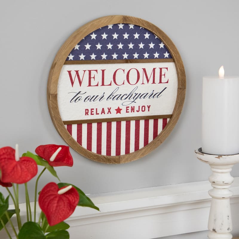 Welcome to Our Backyard Americana Framed Wall Sign - 11.75"