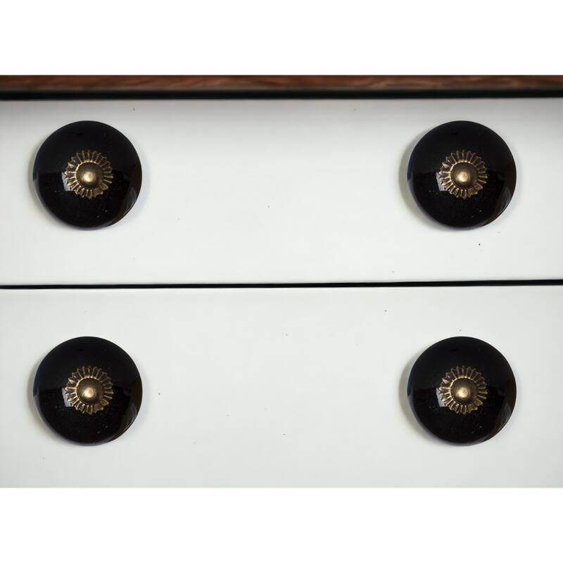 Set of 8 Round Ceramic Drawer Pulls with Floral Design Antique Bronze Cabinet Knobs for Furniture - 1.5” x 1.5” x 1.5”