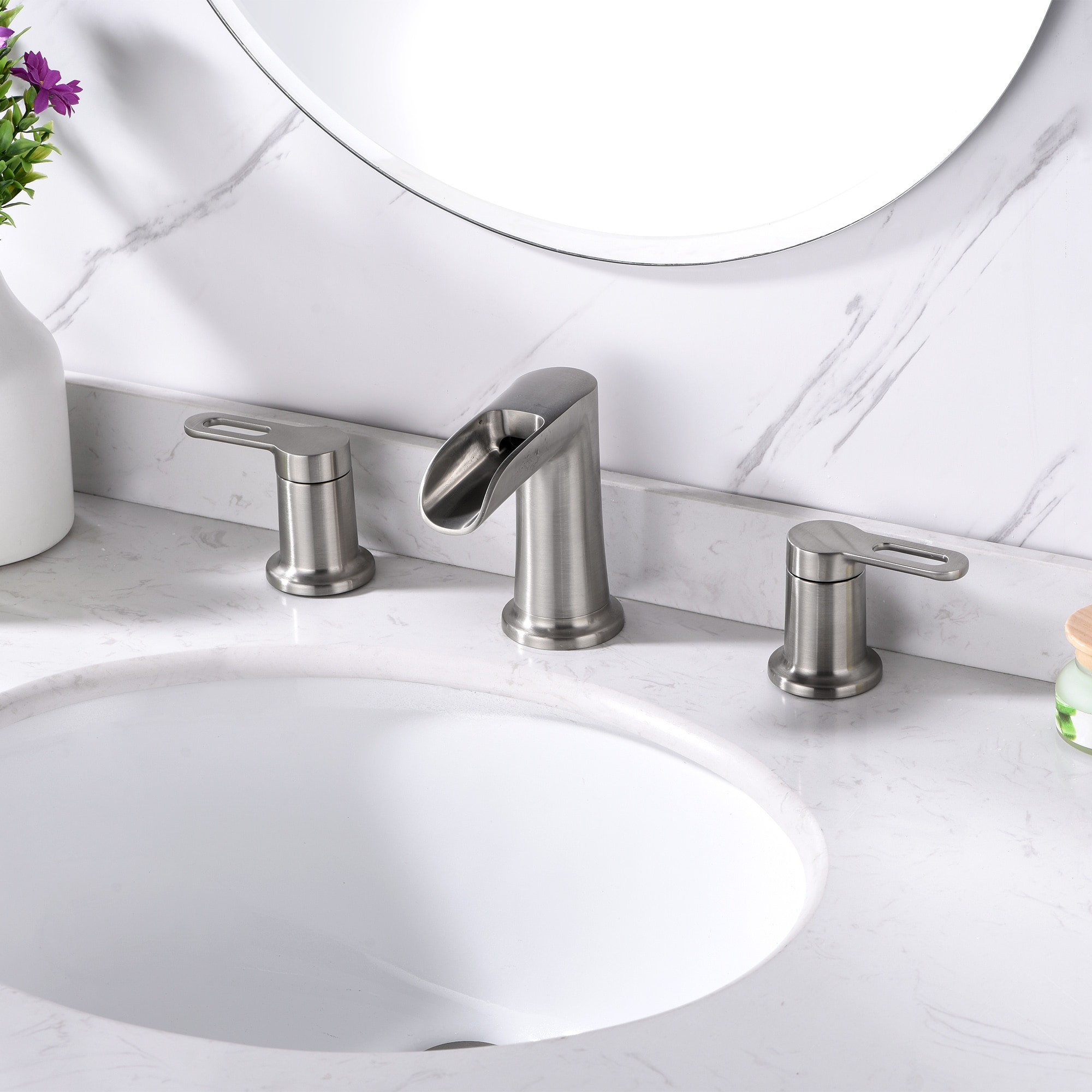 Luxier VividFall 8 in. Widespread 2-Handle Bathroom Faucet with Drain