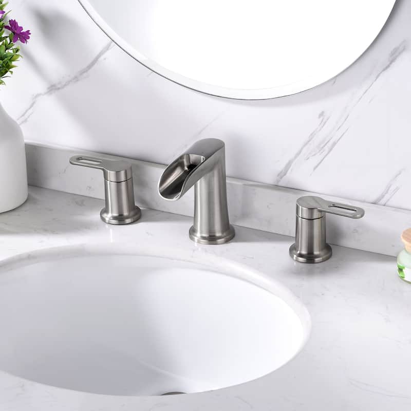 Luxier WSP16-T Waterfall Widespread Bathroom Faucet with Pop-Up Drain