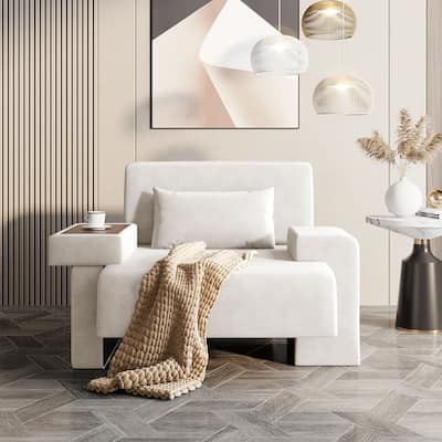 Roomfitters Oversized Mid-Century Armchair 48" Wide with Soft Cushion and Wood Frame, Lounge Reading Chair