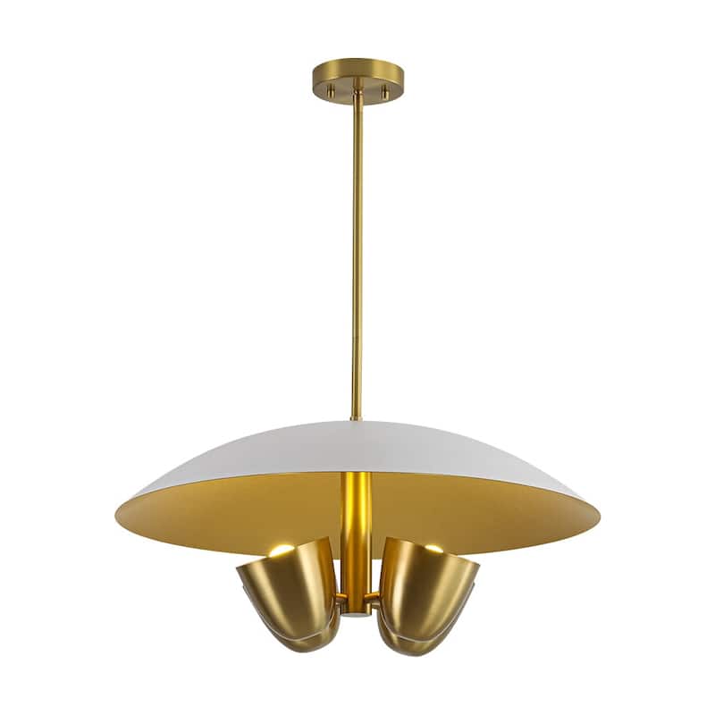 Mid-Century Modern 4-Light Flat Dome Pendant Chandelier