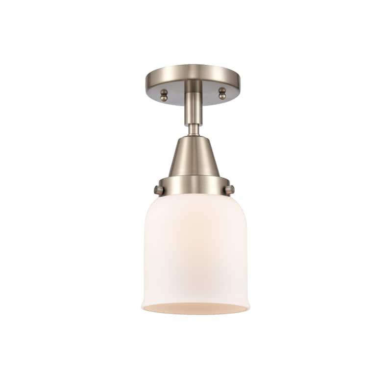 Innovations Lighting Caden Bell - 1 Light 5" Flush Mount - Matte White/Brushed Satin Nickel