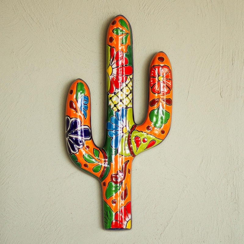 Novica Handmade Desert Saguaro Ceramic Wall Sculpture