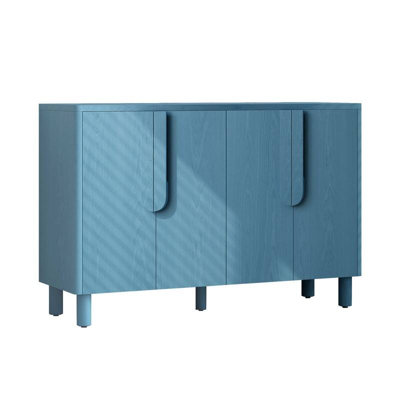 4 Doors Buffet Cabinet, Wood Sideboard with Unique Arc Handles and Adjustable Shelves for Stylish Storage