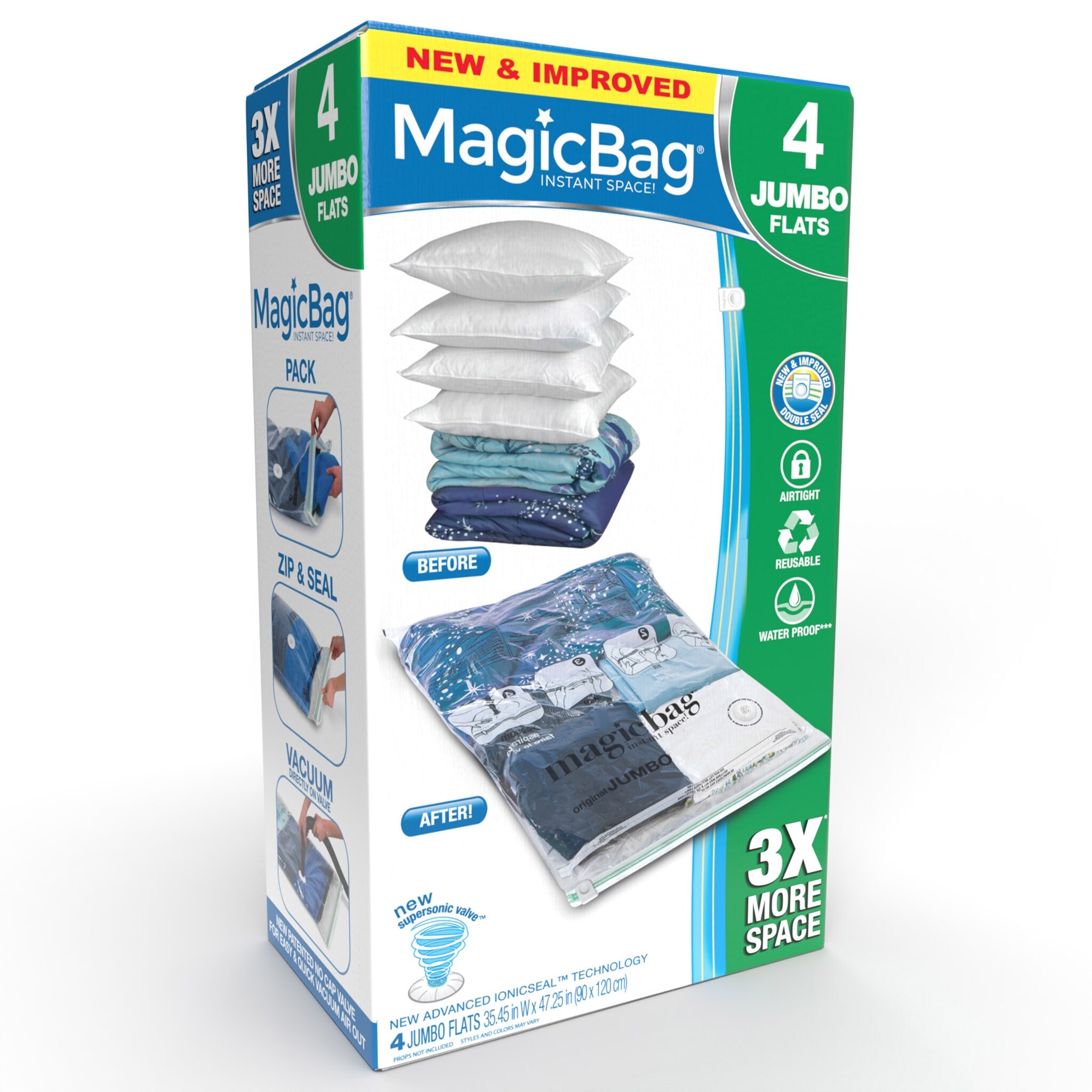 MagicBag Smart Design Instant Space Saver Storage Flat Jumbo Set of 4 Bags